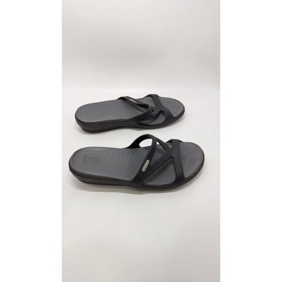 Crocs Black Triangle Strap Wedge Sandal - Picture 3 of 6